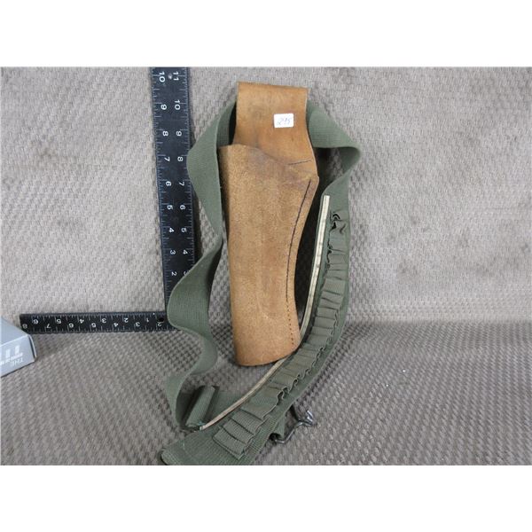 Left Hand Holster Suede Leather and Cloth Belt