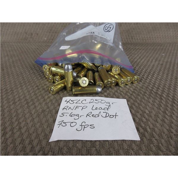 45 Long Colt - Bag of 50 Rnds - Reloads sold as componets
