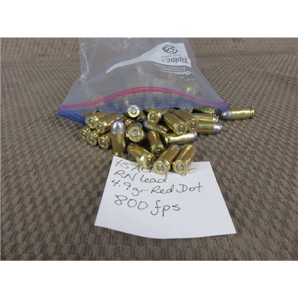 45 ACP - Bag of 50 Rnds - Reloads sold as componets