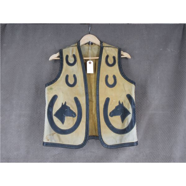 Highly Decorated Vintage Cowboy's Leather Vest 1950's