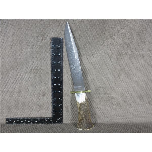 Large Damascus Knife with Bone Handle