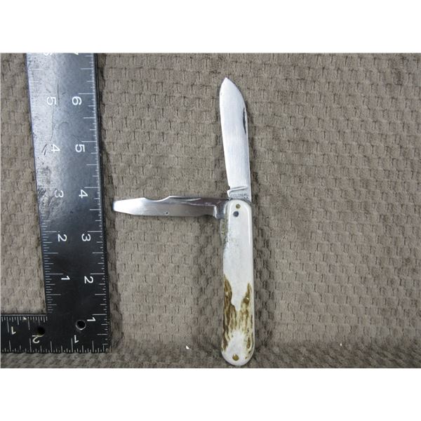 Colonial Prov USA Antler Handle Pocket Knife - Used