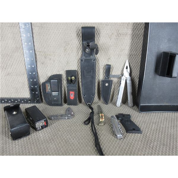 Tray with Various Knives & Sheaths