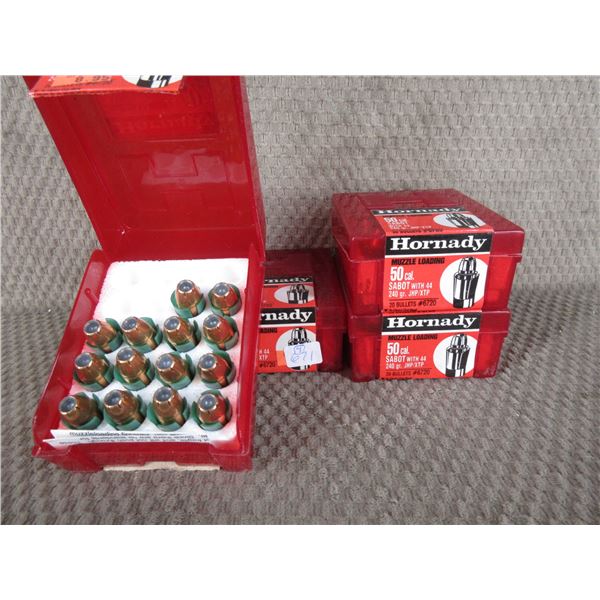 50 Caliber Sabot with 44, 240 gr JHP/XTP Hornady Bullets