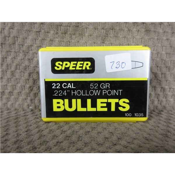 Speer 22 Cal .224, 52gr, HP - Box of 100 Unopened