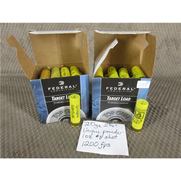20 Ga 2 3/4" 2 Boxes of 25 - Reloads sold as componets
