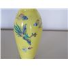 Image 2 : Yellow Floral Vase w/ Birds & Maker's Mark 7.5"H