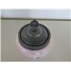 Image 2 : White Floral Tapered Jar w/ Metal Lid 9"H