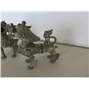 Image 2 : Qty 2 Metal Foo Dogs Guardian Lions 7"Lx8.5"H