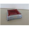 Image 2 : Courvoisier Cognac France Silver Color Ashtray w/ Eagle Design & Red Center 7"D