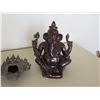Image 2 : Qty 4 Vintage Buddha Figures: 2 Metal Heads, Black Head & Elephant