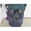 Image 2 : Wooden Blue Wooden Mask Sculpture w/ Feather Hair 9"x17"