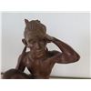Image 2 : Carved Wooden Seated Man Signed M.D. Panti, Denpasar, Bali 12"H