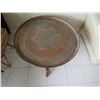Image 2 : Round Table w/ Scalloped Edges & Etched Design w/ Removable Base 36"D