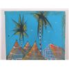 Image 2 : Small Pastel on Silk, Tiki Hut, Signed by Artist D.J. Saiech (unframed) 9.5"x16"