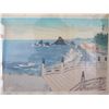 Image 2 : Asian Seaside Scene Artwork w/ Maker's Mark 19"x14"