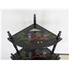 Image 2 : Wooden 3 Tier Corner Shelf w/ Black Asian Art Rounded Shelves 19"x27"