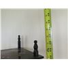 Image 8 : Wooden 3 Tier Corner Shelf w/ Black Asian Art Rounded Shelves 19"x27"