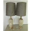Image 1 : Qty 2 Ceramic Lamps w/ Leaf & Berry Design & Brown Shades 36"H
