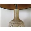Image 4 : Qty 2 Ceramic Lamps w/ Leaf & Berry Design & Brown Shades 36"H