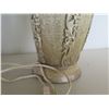 Image 8 : Qty 2 Ceramic Lamps w/ Leaf & Berry Design & Brown Shades 36"H