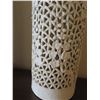 Image 8 : Qty 2 White Glazed Cylinder Vases w/ Cut-Out Design, Farmer/Flowers 5"x12"