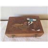 Image 2 : Wooden Carved Box w/ Shepherd & Sheep w/ Metal Hardware 9"x6"x3"H