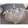 Image 8 : Qty 9 Metal Decorative Items: Thai Buddha Décor, 2 Leaf Bowls, Ribbed Dishes