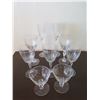 Image 2 : Qty 9 Misc Etched Cut Glass Stemmed Glassware: Wine Glasses, Flutes, Cordial, etc