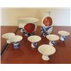 Image 1 : Qty 6 Footed Sake Cups w/ Ceramic Decanter & Matching Bowl & Maker's Mark