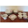 Image 1 : Qty 4 Teacups w/ Saucers, 7 Side Plates w/ Floral Design & Creamer & Sugar Bowl