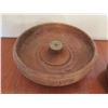 Image 2 : Qty 4 Misc Bowls: Wood Carved, 2 Ceramic Glazed, Lidded & Chasen Brush