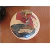 Image 8 : Qty 4 Misc Bowls: Wood Carved, 2 Ceramic Glazed, Lidded & Chasen Brush