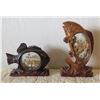 Image 1 : Qty 2 Wooden Carved Fish w/ Intricate Carved Village Interior Scenes 7"-12"H