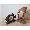 Image 2 : Qty 2 Wooden Carved Fish w/ Intricate Carved Village Interior Scenes 7"-12"H