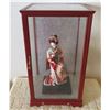 Image 1 : Japan Geisha Girl Figurine in Wood w/ Glass Case 12"x21"H