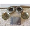Image 2 : Qty 2 Metal Ashtrays, 2 Carved Side Dishes & Square Cigarette Case