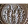 Image 2 : Decorative Metal Plate w/ High Relief Figures & Border, Hanging Hardware 10.5" Dia.