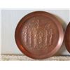 Image 2 : Qty 2 Metal Plates w/ Figures in Relief 8" Diameter