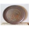 Image 2 : Round Etched Floral Design Plate w/ Raised Edges & Back Hanger 15.5" Diameter
