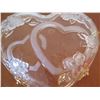 Image 8 : Heart Shape Glass Bowl w/ Scalloped Edges & Etched Flowers & Gold Accents 11"D