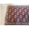 Image 2 : Large Red Blue Area Rug w/ Floral Design & Fringed Edges 73"x50"