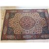 Image 2 : Large Red Blue Area Rug w/ Floral Design & Fringed Edges 71"x50"