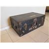 Image 2 : Vintage Black Steamer Trunk w/ Metal Hardware & Travel Stamps 31"x18"x12"