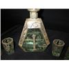 Image 2 : Venetian-Scene Glass Decanter w/ Stopper & 5 Matching Glasses 9"H