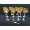 Image 2 : Qty 8 Irridescent Amber Colored Wine Glasses w/ Swirl Design & Decorative Stem 9.5"H