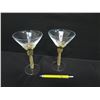 Image 2 : Qty 2 Martini Glasses w/ Palm Tree Motif 7"H