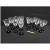 Image 2 : Qty 15 Black-Stemmed Beverage Glasses (Large 9"H,  Small 8"H)