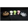Image 2 : Qty 3 Egg Cups, Crystal Lotus Flower Candleholder & Pumpkin Candle
