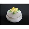 Image 2 : Round White Porcelain Trinket Box w/ Yellow Rose